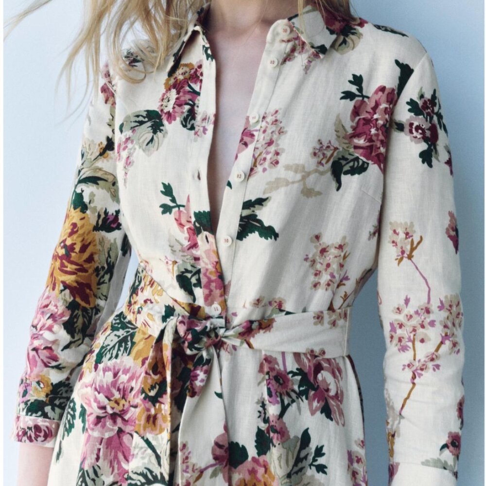 NWT ZARA 100% LINEN SHIRTDRESS